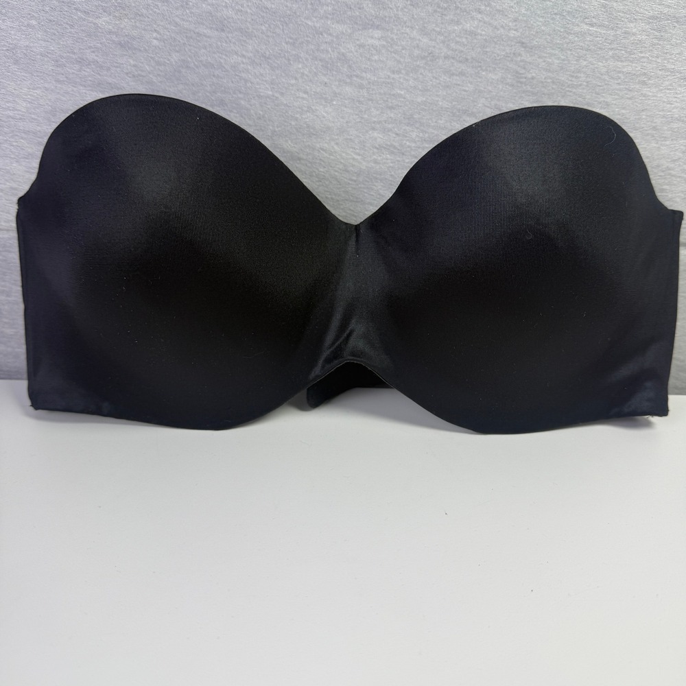 Black Strapless Padded Underwire Full Coverage Bra 36C